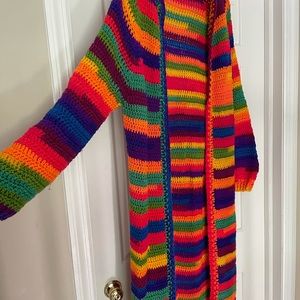 Hand crochet LONG sweater overlay or jacket. COMFY